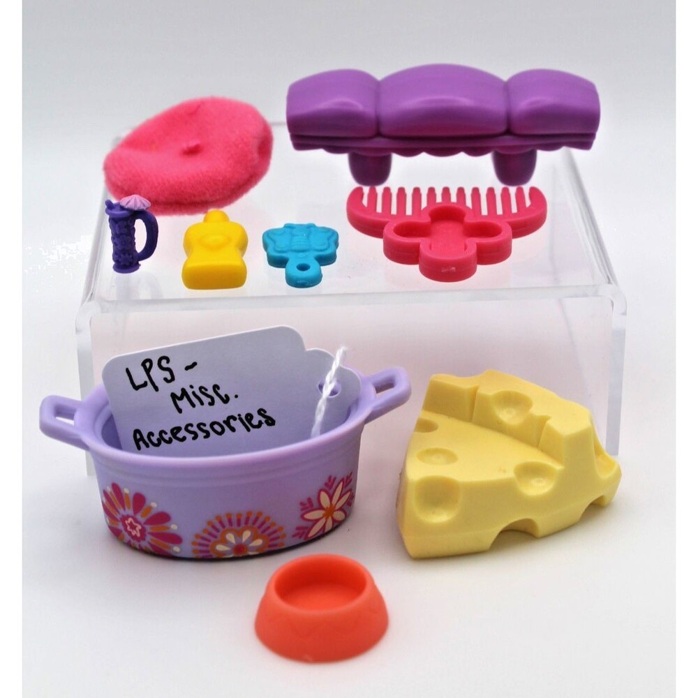 Littlest Pet Shop LPS Vintage Accessories Lot Couch Basket Comb Food Bowl Misc